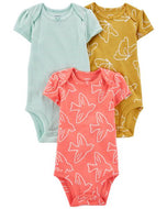 Carter's 3pc Baby Girl Bird outline Bodysuits Set