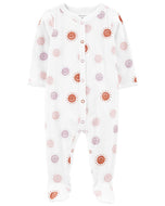 Carter's Baby Girl White Smiley Snap-Up Footie Coverall