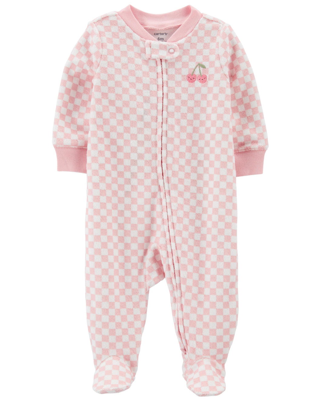 Carter's Baby Girl Pink Checkered 2-way Zip Footie Coverall