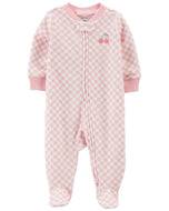 Carter's Baby Girl Pink Checkered 2-way Zip Footie Coverall