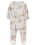 Carter's Baby Girl Grey Palm print Snap-Up Footie Coverall