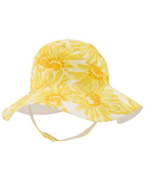 Carter's Baby Girl Yellow Flower Print Reversible Bucket Hat