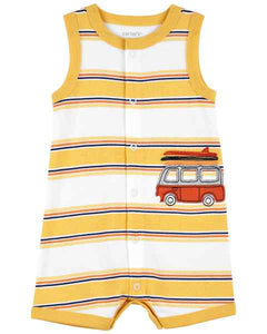 Carter's Baby Boy Yellow Striped Surf Bus Romper