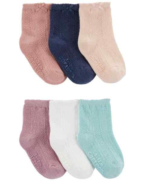 Carter's 6pk Baby Girl Multi Color Pointelle Bow Bootie Socks