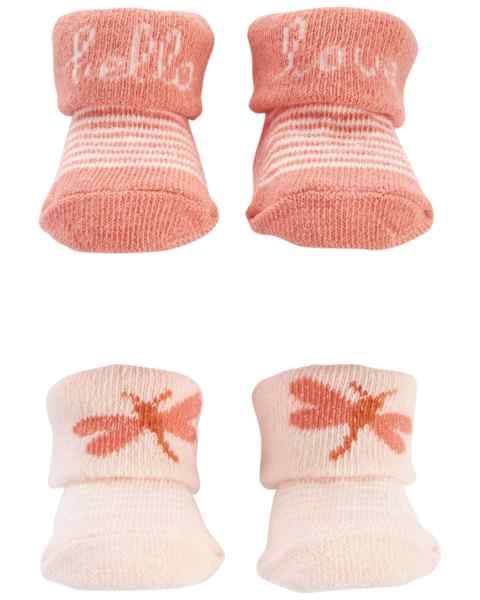 Carter's 2pk Baby Girl Pink Dragonfly Keepsake Socks