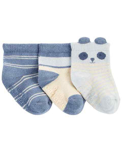 Carter's 3pk Baby Boy Blue Panda Stripe Bootie Socks