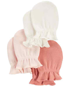 Carter's 3pk Baby Girl Striped Pink Ivory Mittens