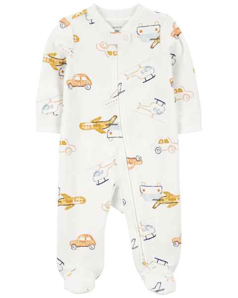 Carter's Baby Boy Ivory Travel Zip-Up Footie Coverall Sleepwear