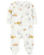 Carter's Baby Boy Ivory Travel Zip-Up Footie Coverall Sleepwear