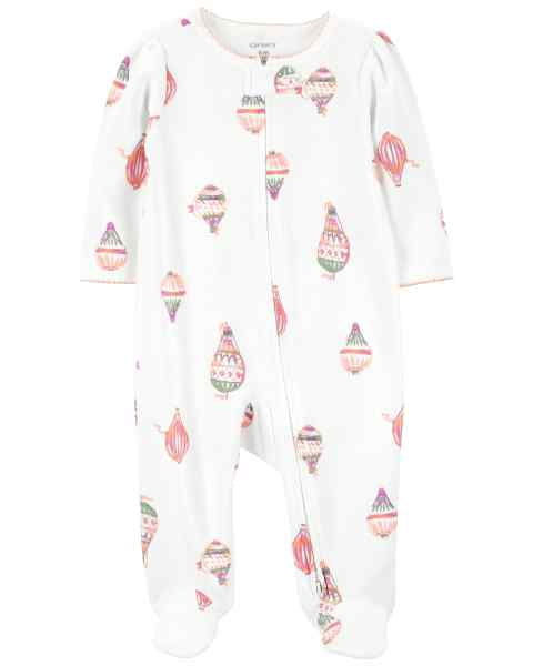 Carter's Baby Girl White Hot Air Balloon Zip-Up Footie Coverall Sleepwear