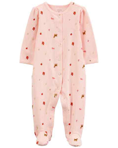 Carter's Baby Girl Pink Deer Snap-Up Footie Coverall Sleepwear