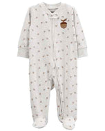 Carter's Baby Girl Grey Acorn Zip-Up Footie Coverall Sleepwear