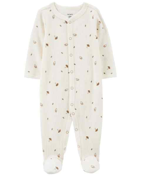 Carter's Baby Boy Ivory Mushroom Print Zip-Up Footie Coverall Sleepwear