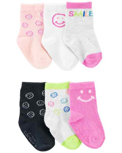 Carter's 6pk Baby Girl Multi Color Smiley Socks