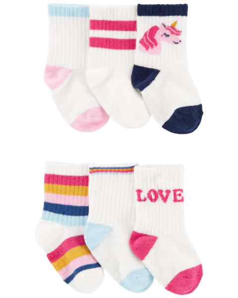 Carter's 6pk Baby Girl Multi Color Unicorn Socks