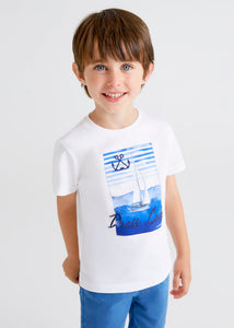 Camiseta branca código de vestimenta de barco a vela para menino da criança da Mayoral