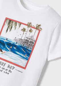 Camiseta branca de surf para meninos da criança da Mayoral
