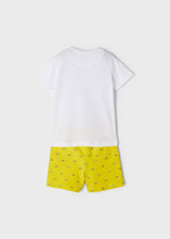 Load image into Gallery viewer, Mayoral 2pc Toddler Boy White Sailboat Tee and Yellow Bermuda Short Set
