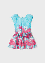 Load image into Gallery viewer, Mayoral Toddler Girl Turquoise Flower Print Linen Dress
