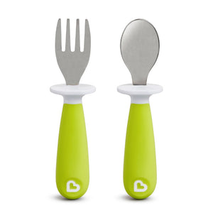 Munchkin Raise Toddler Fork & Spoon Set  - green