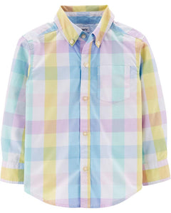 Carter's Kid Boy Multi Color Plaid Button-Front Poplin Shirt