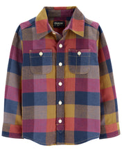 Load image into Gallery viewer, Oshkosh Kid Boy Plaid Woven Button-Front Shirt
