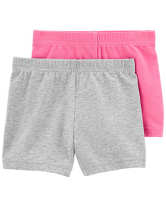 Conjunto de shorts infantil rosa/cinza Carter's 2 peças