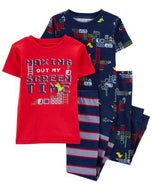Carter's 4pc Toddler Boy Red and Dark Blue Gamer Print Pajama Sleepwear Set
