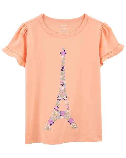 Carter's Toddler Girl Orange Eiffel Tower Tee