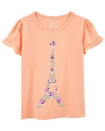Carter's Toddler Girl Orange Eiffel Tower Tee