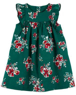 Carter's Toddler Girl Green Floral Holiday Dress