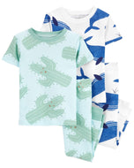Carter's 4pc Toddler Boy Cactus Whale Pajama Sleepwear Set