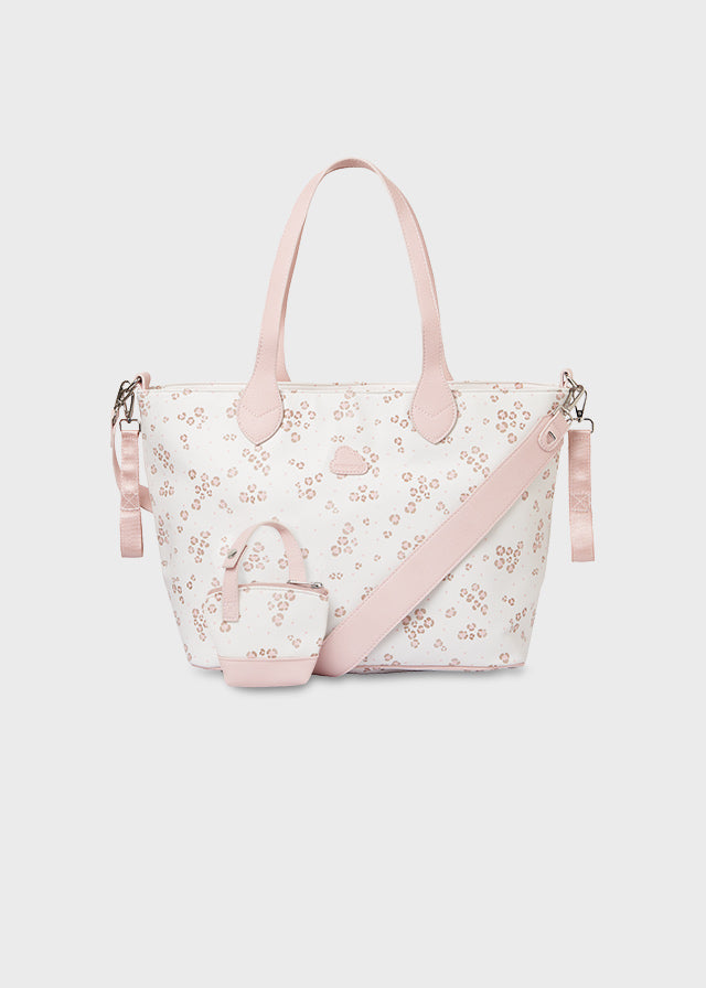 Mayoral 4pc Leatherette Rosey White Diaper Bag