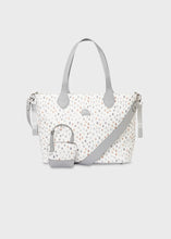 Load image into Gallery viewer, Mayoral 4pc Leatherette Grey Steam Spotted Ivory Diaper Bag
