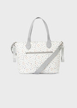 Load image into Gallery viewer, Mayoral 4pc Leatherette Grey Steam Spotted Ivory Diaper Bag
