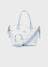 Afbeelding in Gallery-weergave laden, Mayoral 4pc Leatherette Blue Steam Spotted Ivory Diaper Bag
