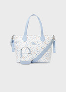 Mayoral 4pc Leatherette Blue Steam Spotted Ivory Diaper Bag