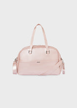 Load image into Gallery viewer, Mayoral 3pc Leatherette Metallic Pink Diaper Handbag + Changing pad + Pajama Bag
