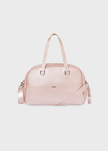 Mayoral 3pc Leatherette Metallic Pink Diaper Handbag + Changing pad + Pajama Bag