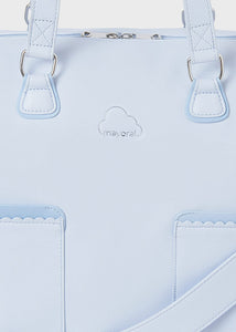 Bolsa de mão de fralda azul bebê de couro sintético Mayoral 3 peças