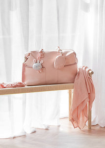 Bolsa de fraldas Mayoral 3 peças em couro sintético rosa claro