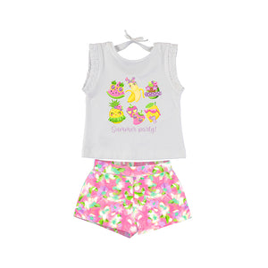 Mayoral 2pc Kid Girl Multicolor Fruit Top and Short Set