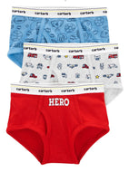 Cuecas de algodão Carter's 3 peças Kid Boy Hero