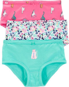 Carter's 3pc Kid Girl Floral Cat Stretch Cotton Briefs