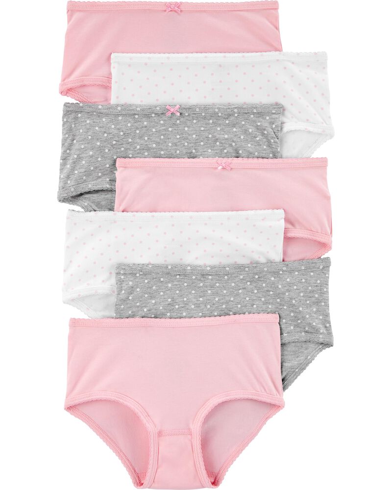 Carter's 7pc Kid Girl Pink/White/Grey Stretch Cotton Briefs