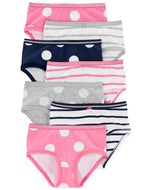 Carter's 7pc Kid Girl Dots & Stripes Stretch Cotton Briefs