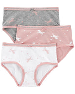 Carter's 3pc Kid Girl Pink/Grey/White Stretch Cotton Briefs