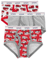 Carter's 3pc Kid Boy Firetrucks Cotton Briefs