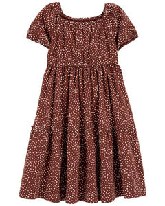 Carter's Kid Girl Brown with White Dots Maxi Dress