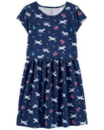 Carter's Kid Girl Navy Zebra Knit Dress
